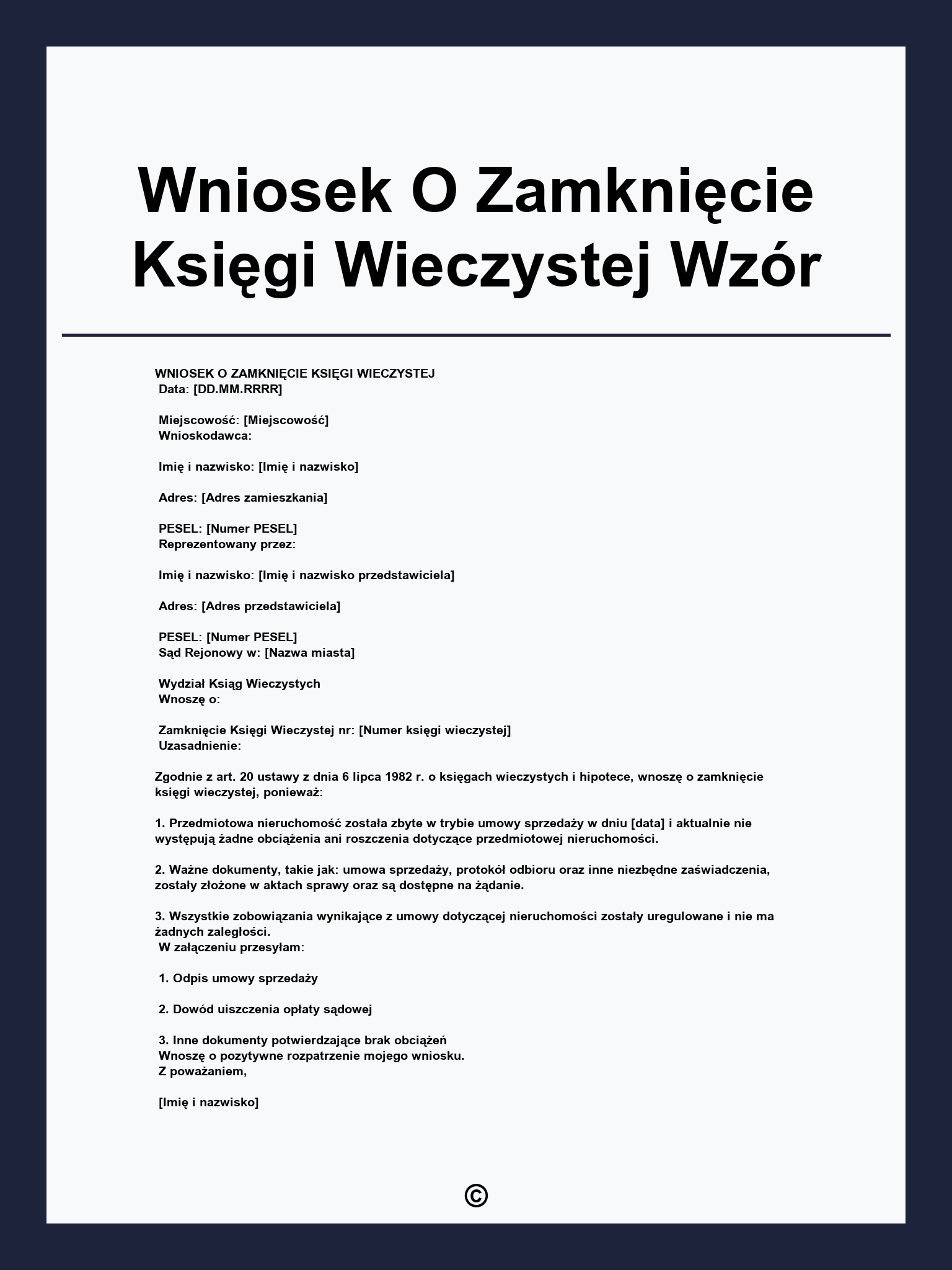 Wniosek O Zamknięcie Księgi Wieczystej Wzór
