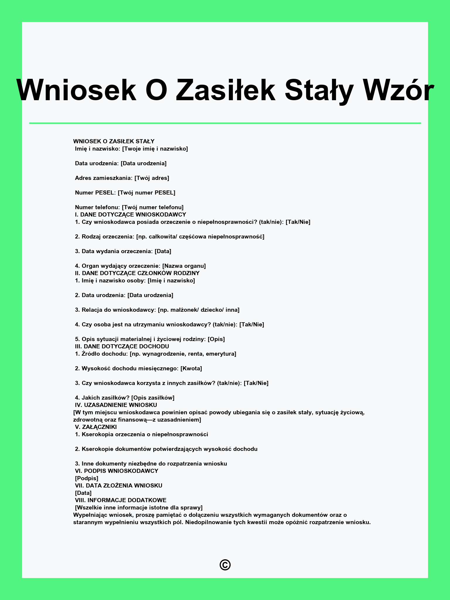 Wniosek O Zasiłek Stały Wzór