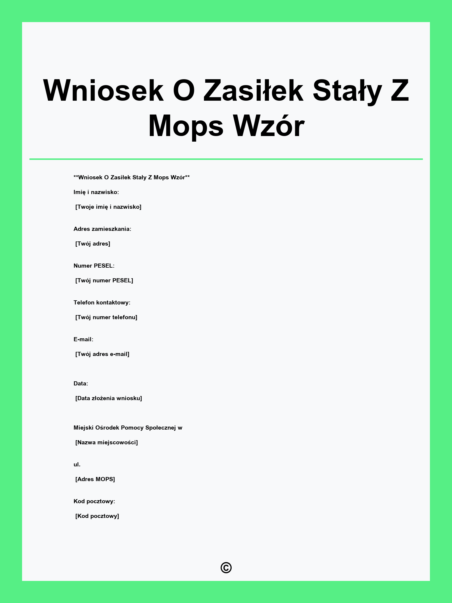 Wniosek O Zasiłek Stały Z Mops Wzór