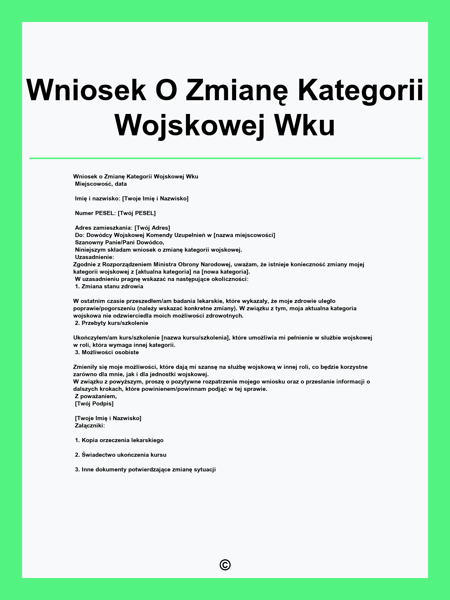 Wniosek O Zmianę Kategorii Wojskowej Wku