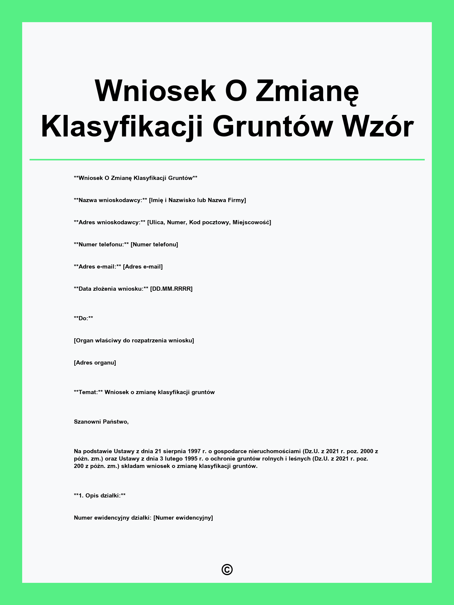 Wniosek O Zmianę Klasyfikacji Gruntów Wzór