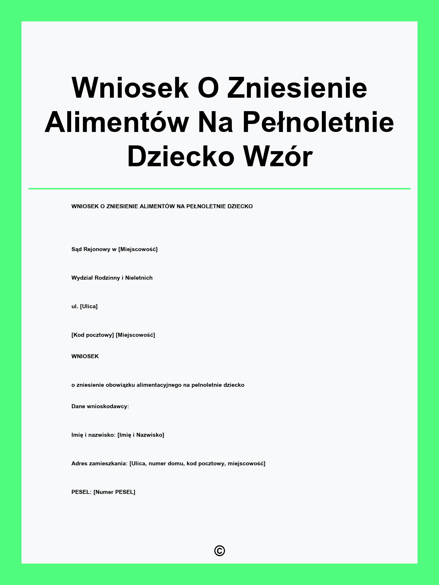 Wniosek O Zniesienie Alimentów Na Pełnoletnie Dziecko Wzór