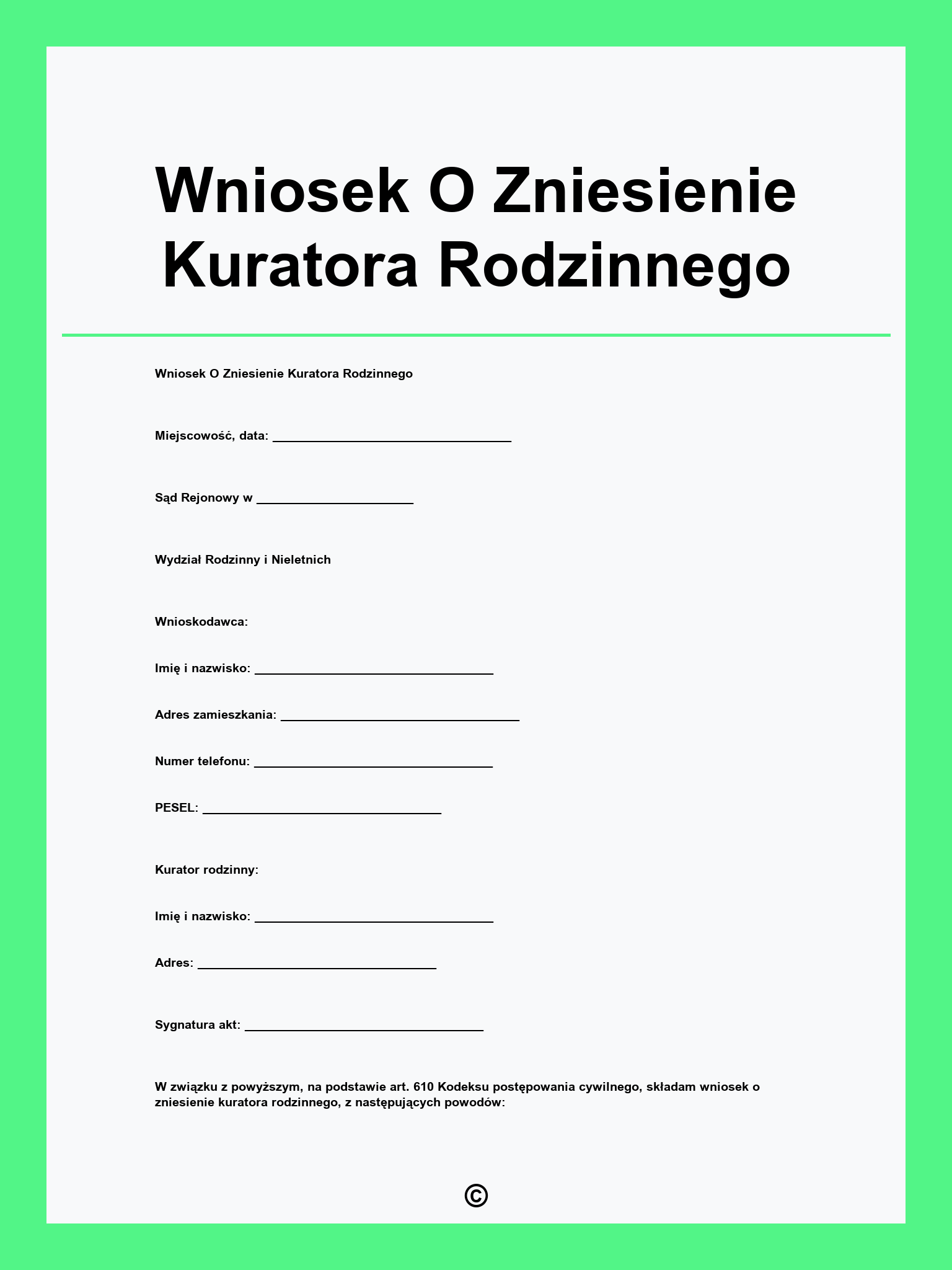 Wniosek O Zniesienie Kuratora Rodzinnego