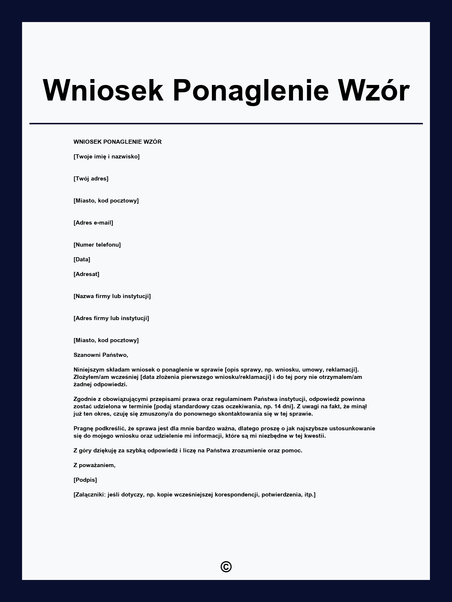 Wniosek Ponaglenie Wzór