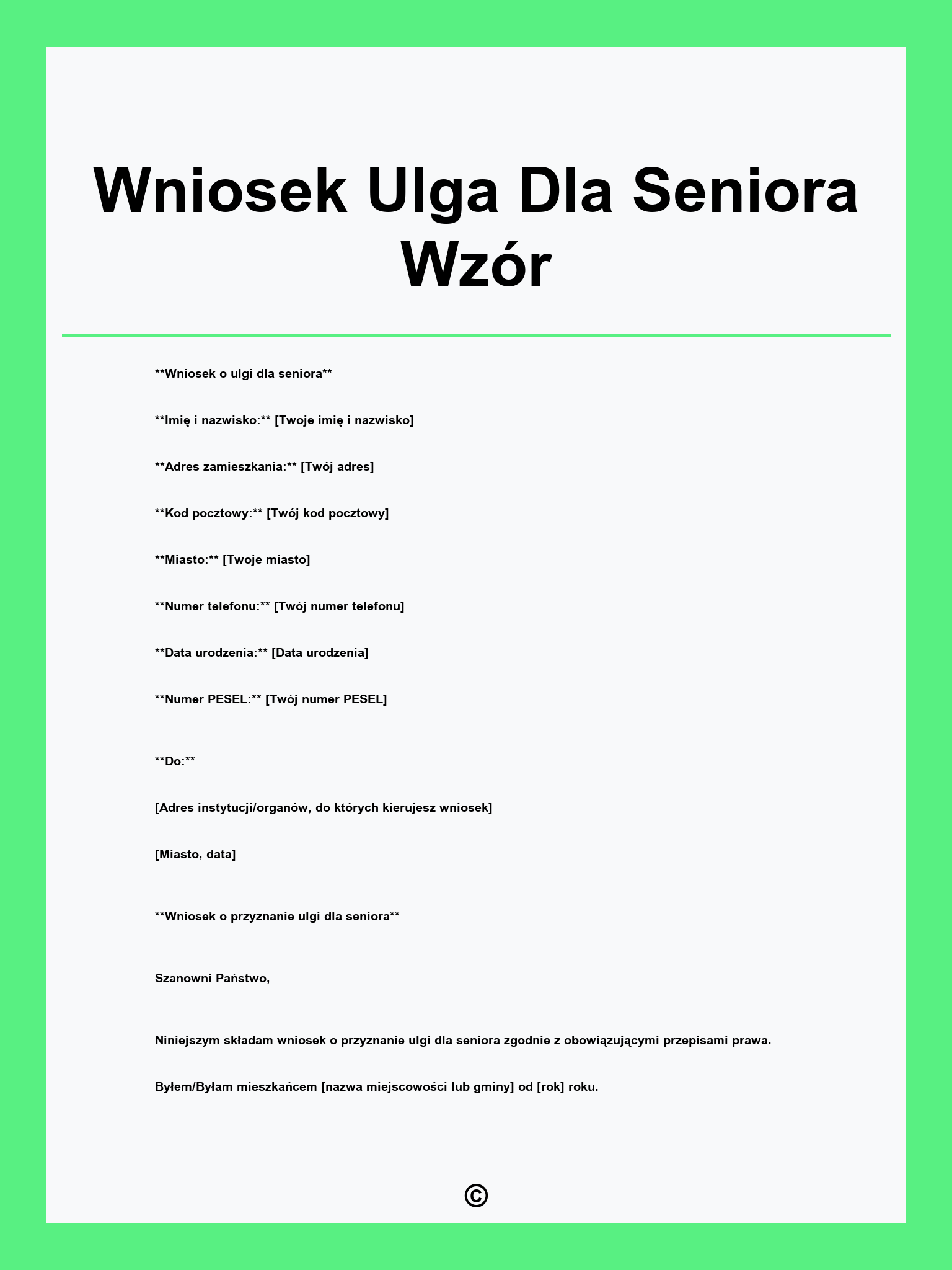 Wniosek Ulga Dla Seniora Wzór