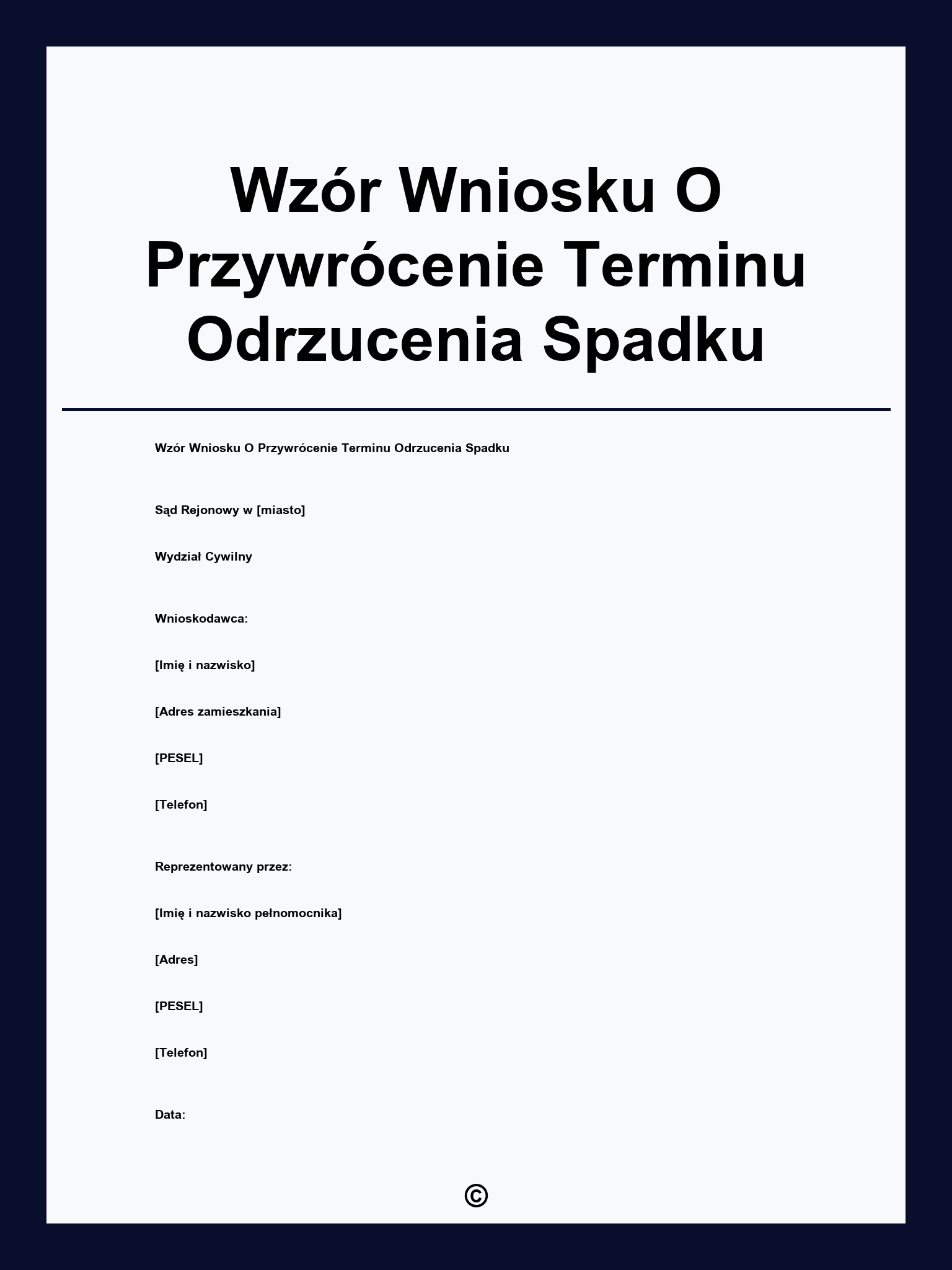 Wzór Wniosku O Przywrócenie Terminu Odrzucenia Spadku