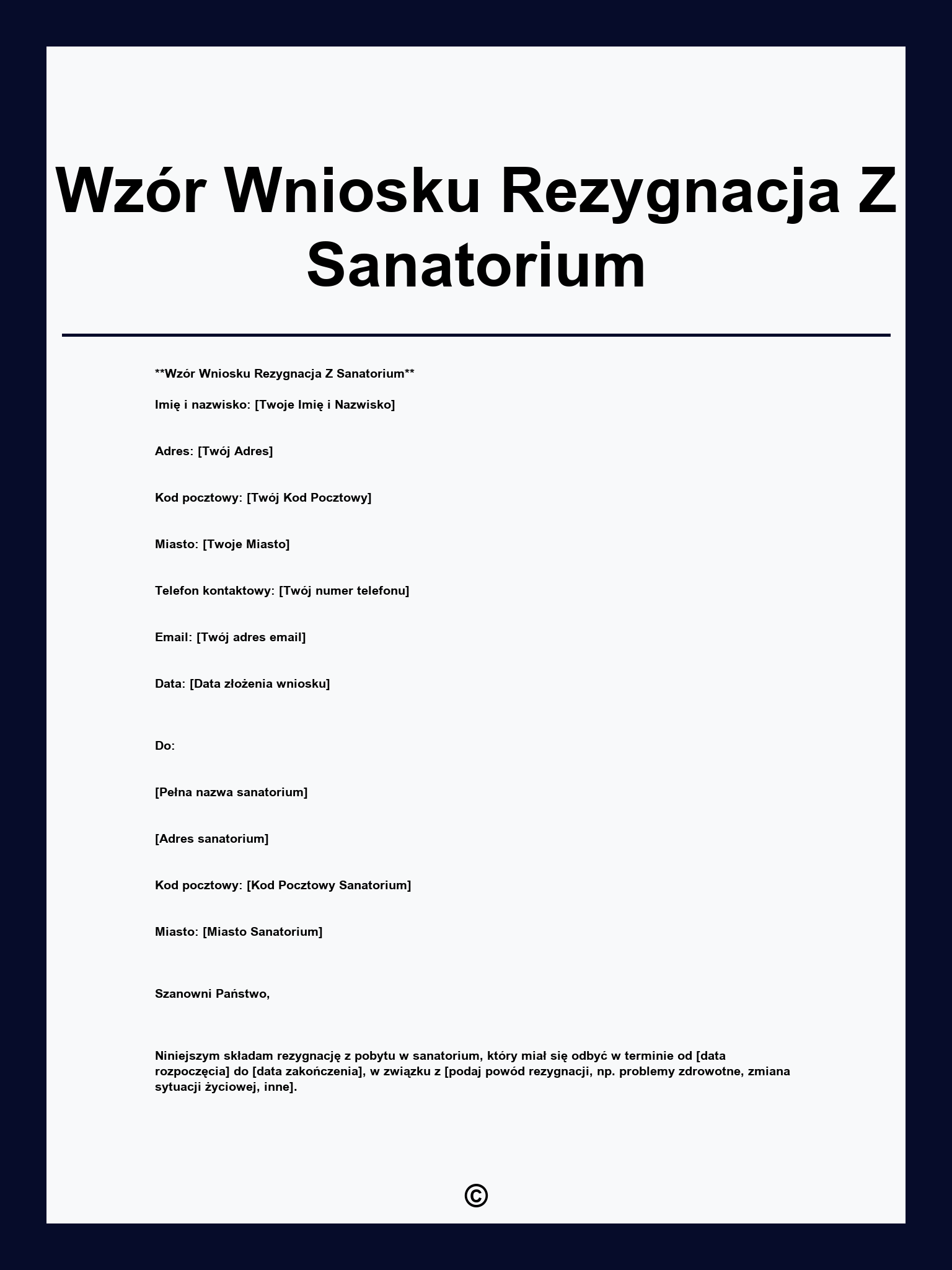 Wzór Wniosku Rezygnacja Z Sanatorium