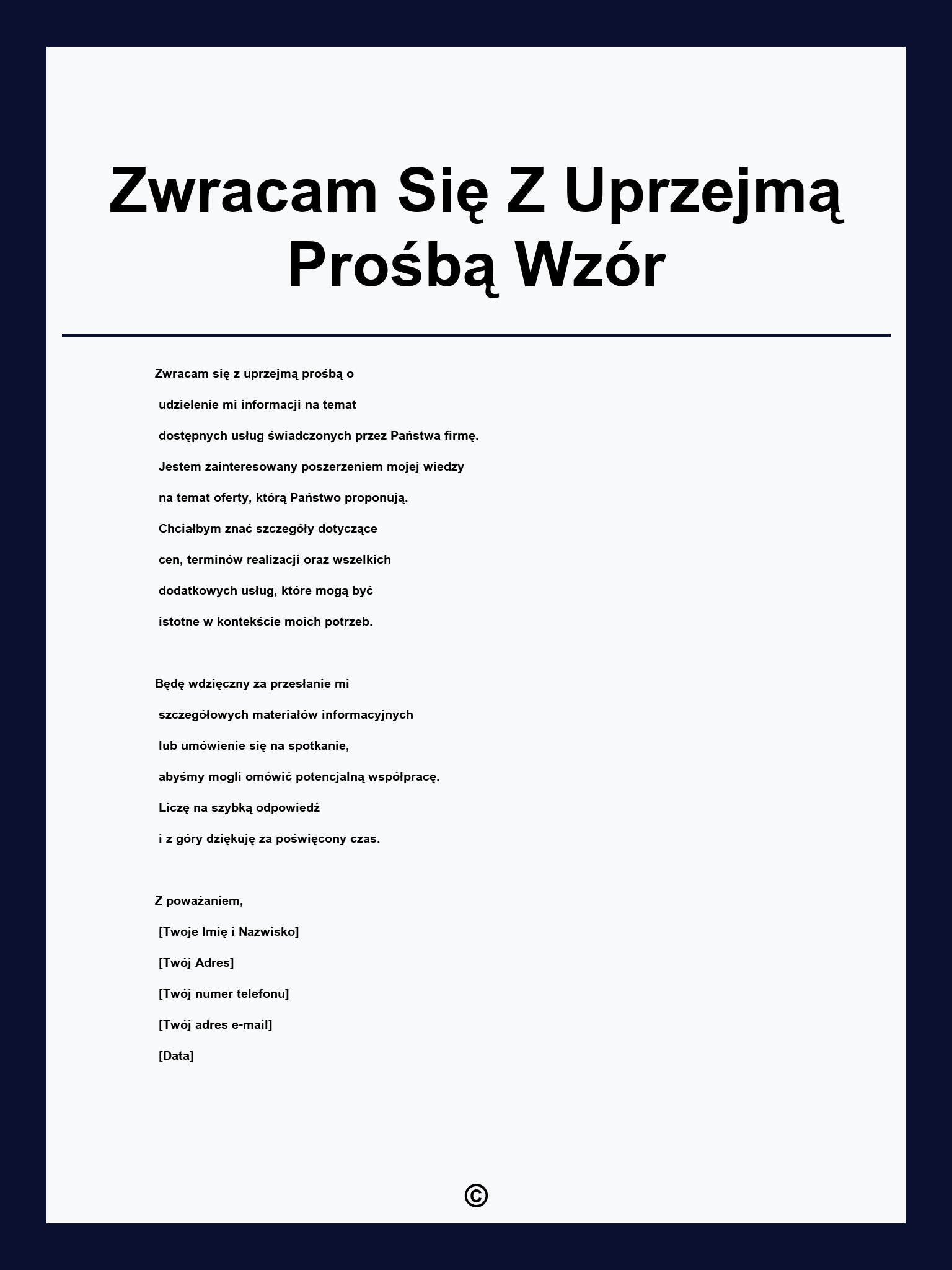 Zwracam Się Z Uprzejmą Prośbą Wzór